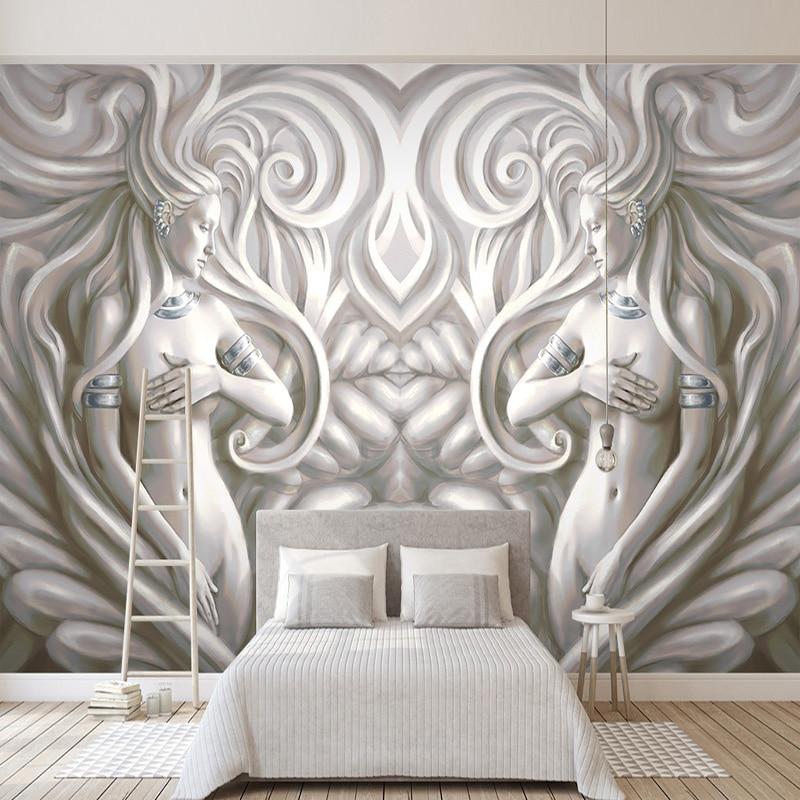 Beautiful White and Gray Sculpture Wallpaper Mural, Custom Sizes Available Maughon's 
