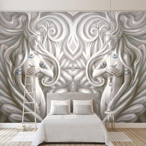 Image of Beautiful White and Gray Sculpture Wallpaper Mural, Custom Sizes Available Maughon's 