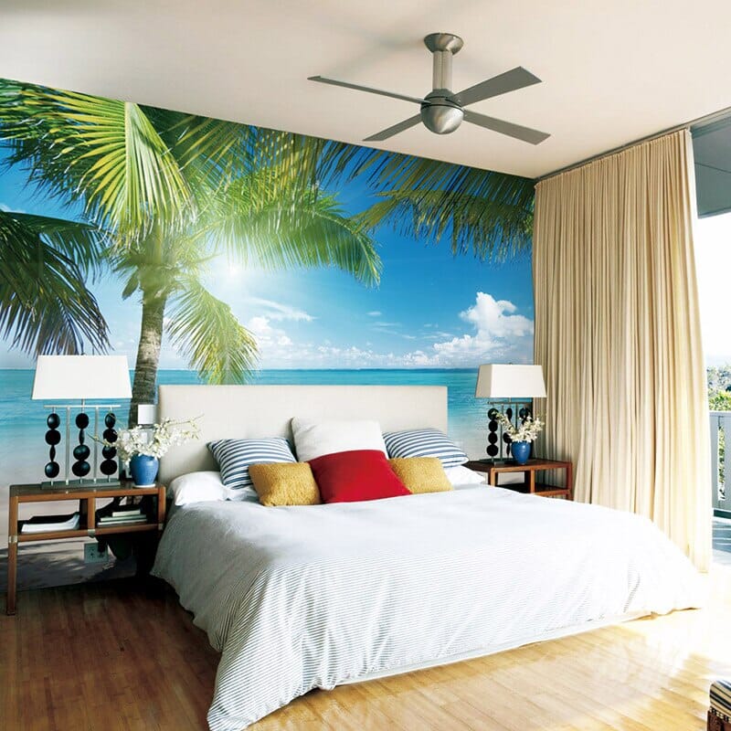Beautiful White Sand Beach With Palms, Custom Sizes Available Wall Murals Maughon's 