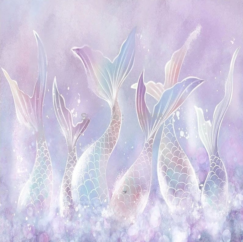 Ethereal Pastel Fish Tails Wallpaper Mural, Custom Sizes Available