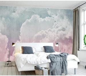 Billowing Pastel Clouds Wallpaper Mural, Custom Sizes Available