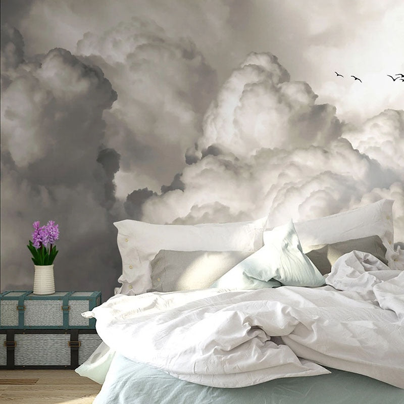 Billowing White Clouds Wallpaper Mural, Custom Sizes Available Wall Murals Maughon's 