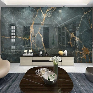 Black and Gold Marble Wallpaper Mural, Custom Sizes Available