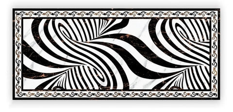 Black and White Curved Lines Floor Mural, Custom Sizes Available
