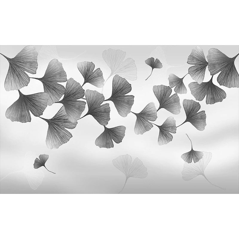 Black and White Gingko Leaves Wallpaper Mural, Custom Sizes Available Wall Murals Maughon's 