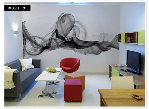 Image of Black And White Smoke Wallpaper Mural, Custom Sizes Available Household-Wallpaper Maughon's MU189 B 1 ㎡ 