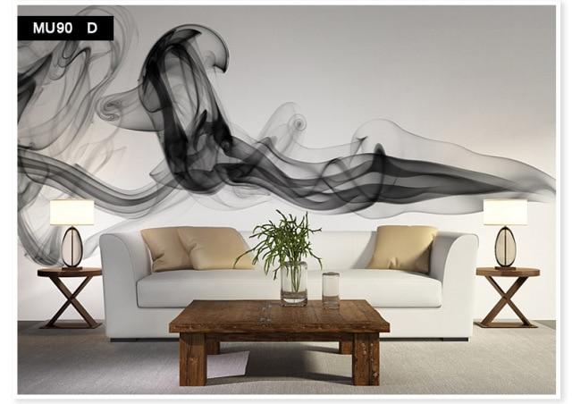 Black And White Smoke Wallpaper Mural, Custom Sizes Available Household-Wallpaper Maughon's MU189 D 1 ㎡ 