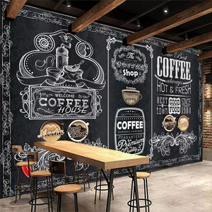 Blackboard Coffee Shop Wallpaper Mural, Custom Sizes Available Household-Wallpaper Maughon's 