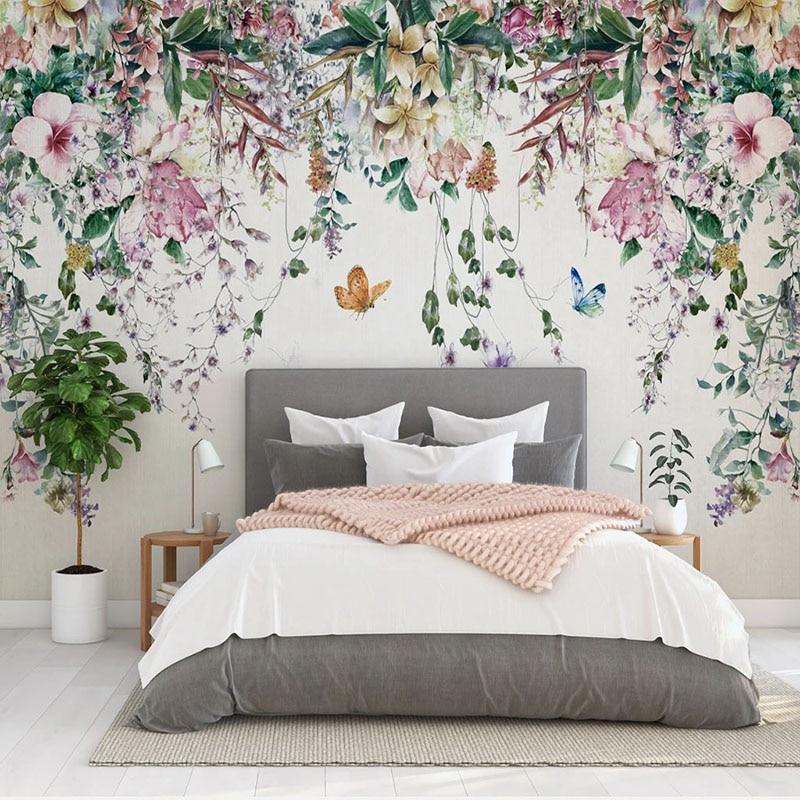 Blooming Vines and Butterflies Wallpaper Mural, Custom Sizes Avaialble Household-Wallpaper Maughon's 