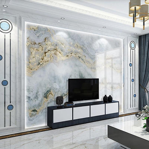 Image of Blue and Gold Marble Wallpaper Mural, Custom Sizes Available Household-Wallpaper Maughon's 