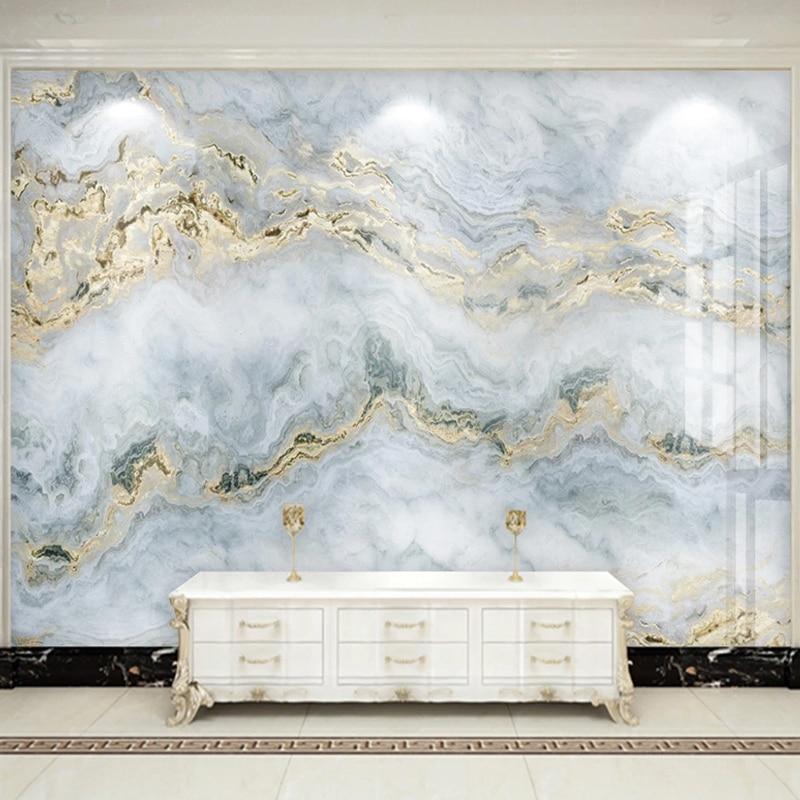 Blue and Gold Marble Wallpaper Mural, Custom Sizes Available Household-Wallpaper Maughon's 