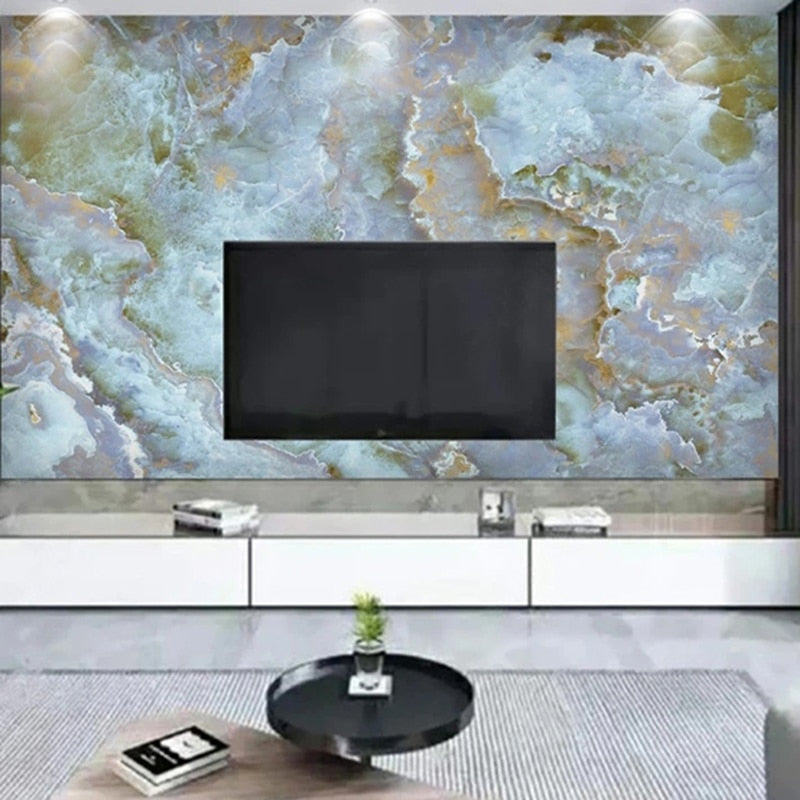 Blue and Tan Marble Wallpaper Mural, Custom Sizes Available Wall Murals Maughon's Waterproof Canvas 
