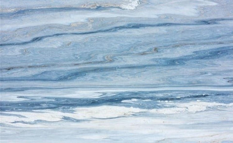 Image of Mural de piso de vinilo de PVC con aspecto de mármol azul y blanco, autoadhesivo, tamaños personalizados disponibles