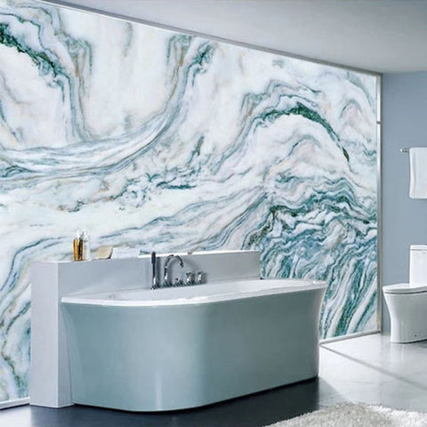 Papel pintado de mármol autoadhesivo azul y blanco para baño, tamaños  personalizados disponibles