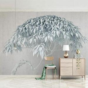 Blue Frost Leaning Tree Wallpaper Mural, Custom Sizes Available