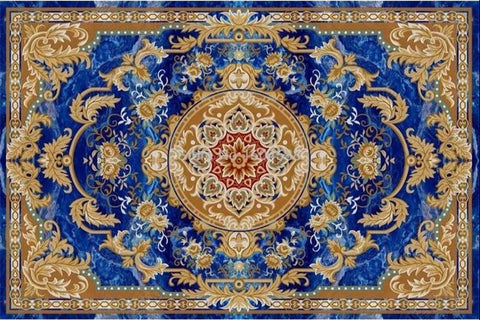 Image of Blue Rug-Look Self Adhesive Floor Mural, Custom Sizes Available Floor Murals Maughon's 