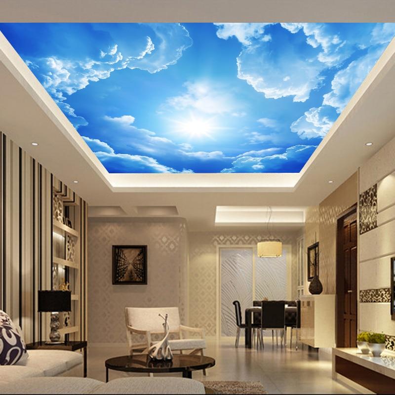 Blue Sky And White Clouds Ceiling Mural, Custom Sizes Available Household-Wallpaper Maughon's 