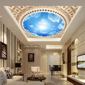 Blue Sky And White Clouds Ceiling Mural, Custom Sizes Available