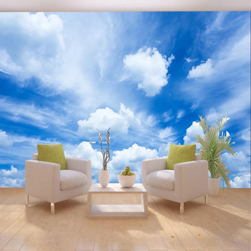 Blue Sky And White Clouds Wallpaper Mural, Custom Sizes Available Household-Wallpaper Maughon's 