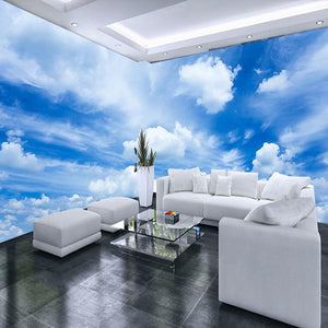 Blue Sky And White Clouds Wallpaper Mural, Custom Sizes Available Household-Wallpaper Maughon's 