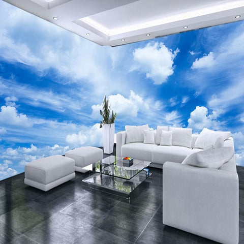 Image of Blue Sky And White Clouds Wallpaper Mural, Custom Sizes Available Household-Wallpaper Maughon's 