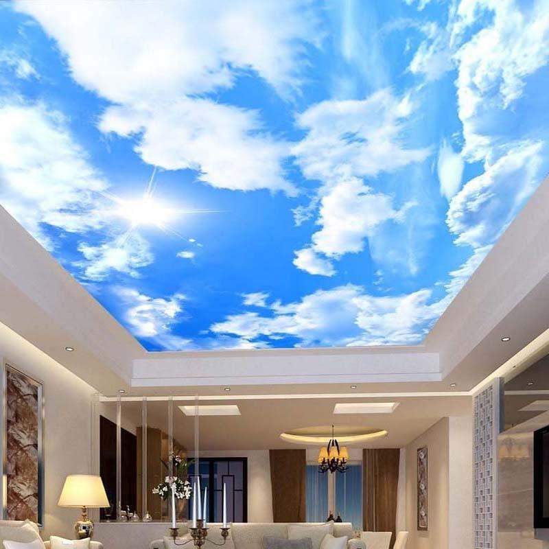 Blue Sky and White Clouds Wallpaper Mural, Custom Sizes Available Maughon's 