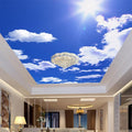 Blue Sky White Clouds Ceiling Wallpaper Mural, Custom Sizes Available Household-Wallpaper Maughon's 