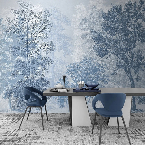 Image of Blue Tint Forest Landscape Wallpaper Mural, Custom Sizes Available Wall Murals Maughon's 