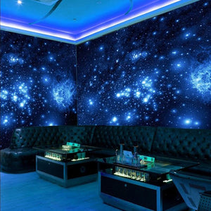 Mural de papel pintado Universo azul y estrellas brillantes, tamaños personalizados disponibles