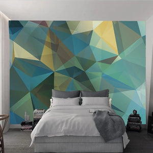 Blue/Green/Yellow Geometric Abstract Wallpaper Mural, Custom Sizes Available