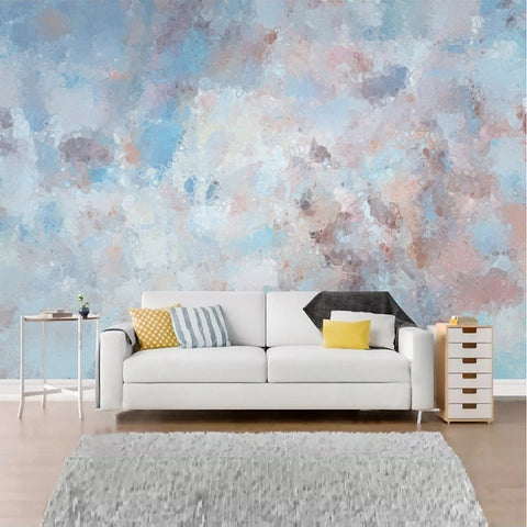 Image of Blue/Pink/White Calming Abstract Wallpaper Mural, Custom Sizes Available Wall Murals Maughon's 