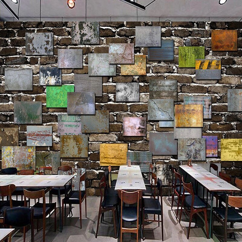 Brick and Tin Wallpaper Mural, Custom Sizes Available Wall Murals Maughon's 