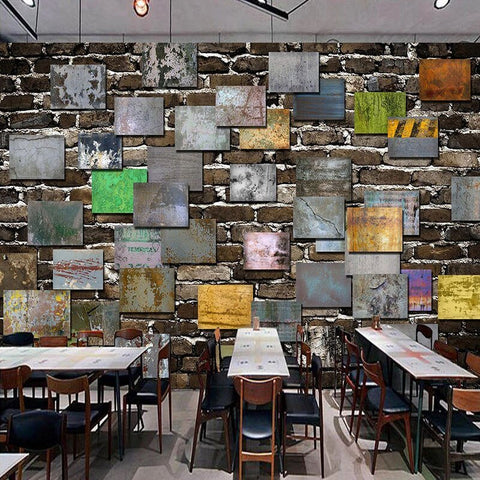 Image of Brick and Tin Wallpaper Mural, Custom Sizes Available Wall Murals Maughon's 