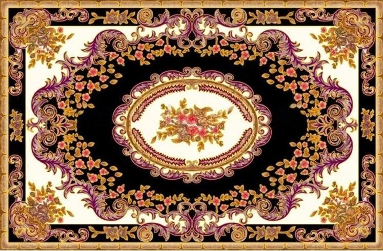 Aspecto de alfombra adornada de estilo asiático, vinilo de PVC, mural autoadhesivo para piso, tamaños personalizados disponibles