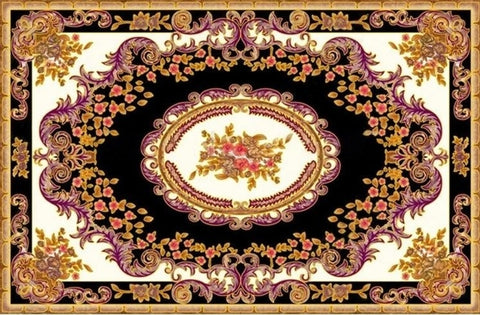 Image of Asian Style Ornate Rug-look, PVC Vinyl, Self Adhesive Floor Mural, Custom Sizes Available