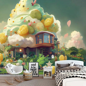Candy House Fantasy Wallpaper Mural, Custom Sizes Available