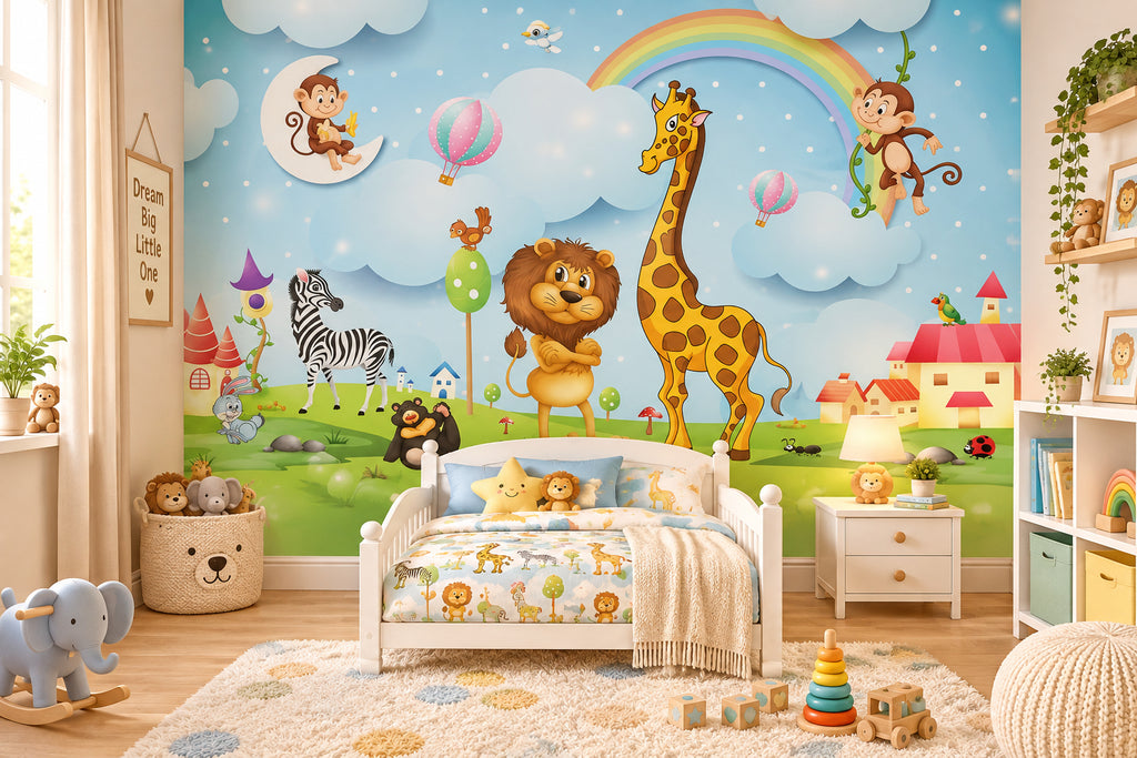 Cartoon Animals Wallpaper Mural, Custom Sizes Available Maughon's 