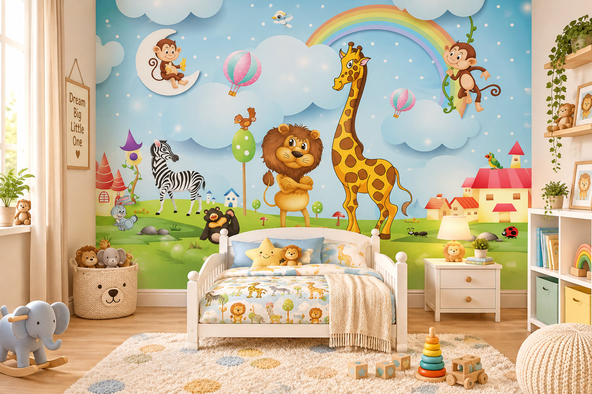 Cartoon Animals Wallpaper Mural, Custom Sizes Available Maughon's 