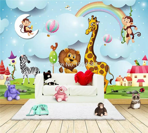 Image of Cartoon Animals Wallpaper Mural, Custom Sizes Available Maughon's 
