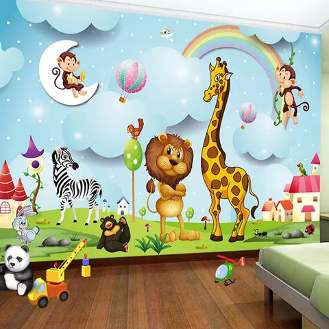 Cartoon Animals Wallpaper Mural, Custom Sizes Available Maughon's 
