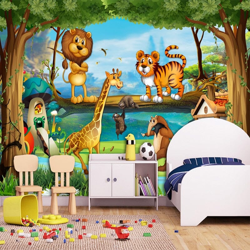 Cartoon Forest Background Wallpaper Mural, Custom Sizes Available Wall Murals Maughon's 