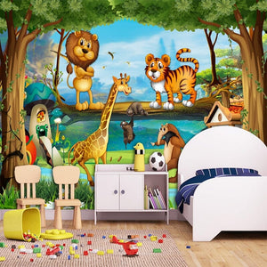 Cartoon Forest Background Wallpaper Mural, Custom Sizes Available Wall Murals Maughon's 