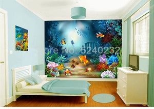 Mural de papel pintado con dibujos de peces bajo el agua, tamaños personalizados disponibles