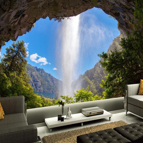 Image of Cave Waterfall Wallpaper Mural, Custom Sizes Available Maughon's 