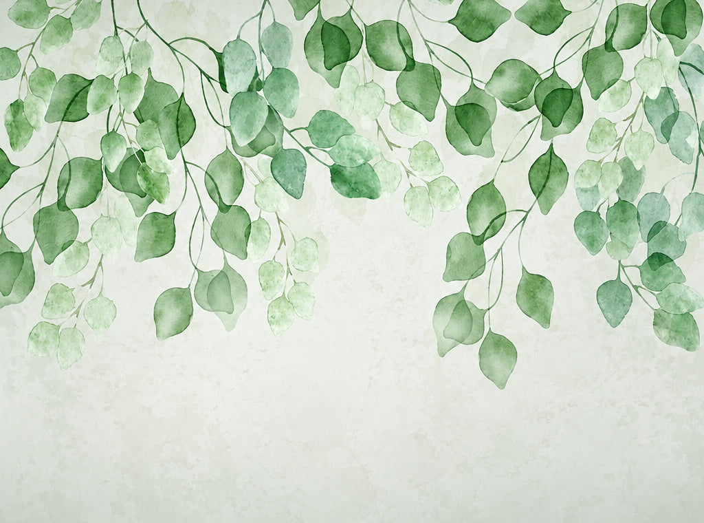 Charming Green Leaves Wallpaper Mural, Custom Sizes Available Maughon's 