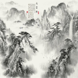 Mural de papel pintado Montañas brumosas chinas, tamaños personalizados disponibles