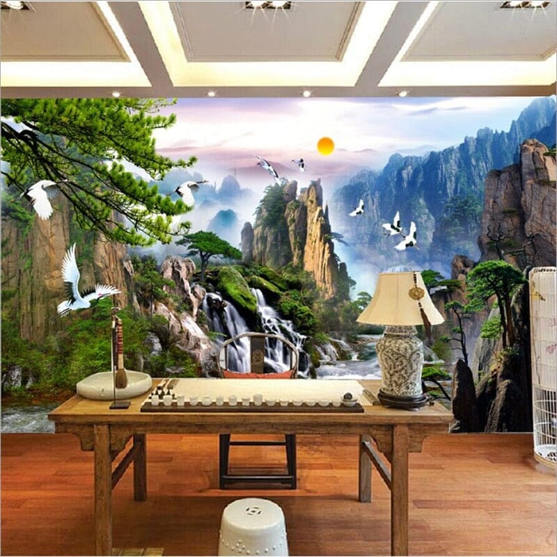 Chinese Style Landscape Painting Wallpaper Mural, Custom Sizes Available Wall Murals Maughon's 