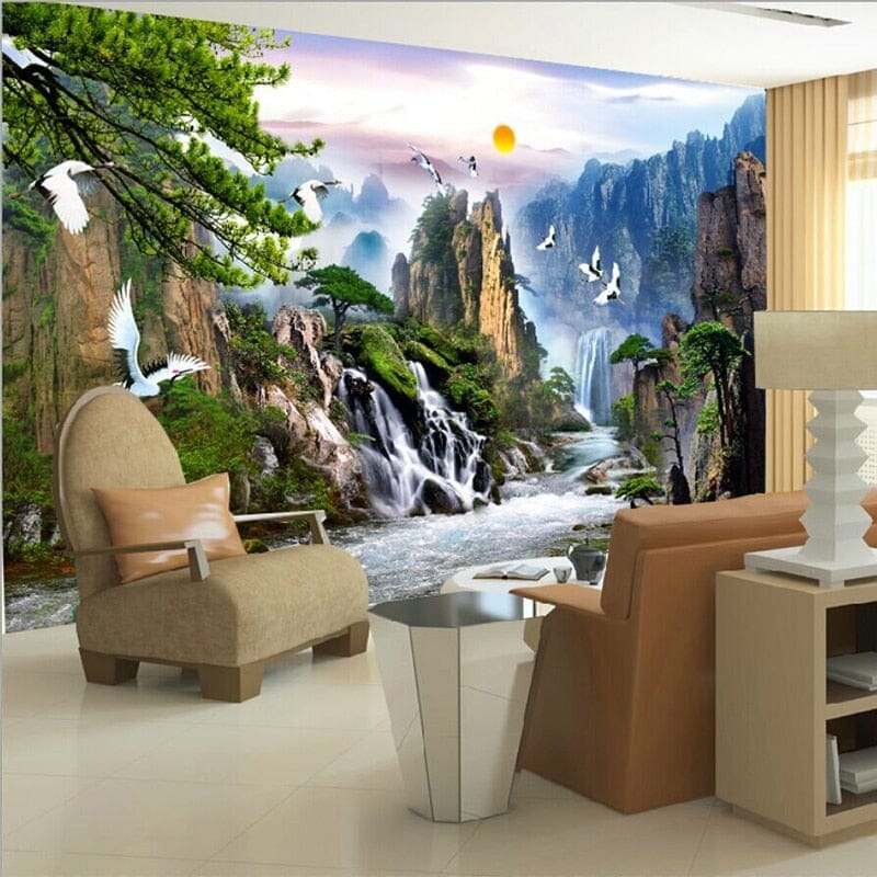 Chinese Style Landscape Painting Wallpaper Mural, Custom Sizes Available Wall Murals Maughon's 