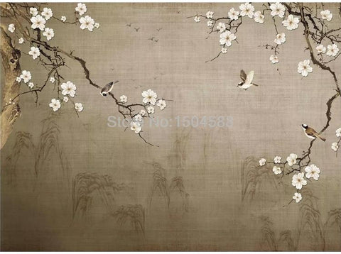 Image of Chinese Style Plum Blossom Wallpaper Mural, Custom Sizes Available Maughon's 