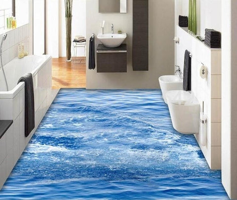 Image of Mural de papel pintado Choppy Blue Waters, tamaños personalizados disponibles